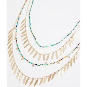 🆕 Gold Tone Multi Layered Beaded Necklace NWT New!
